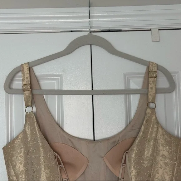 V. Chapman The Avery Dress in Taupe Duchess8